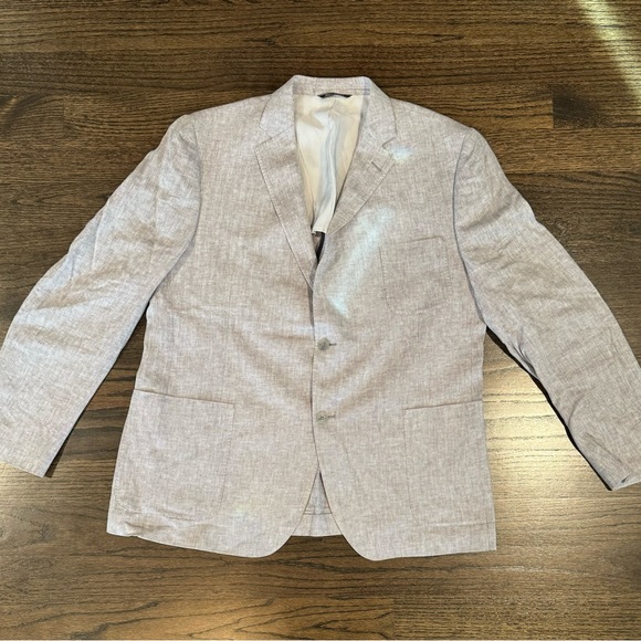 Saks Fifth Avenue Black Label Mens Linen Sport Coat Slim Fit Heathered Brown XXL